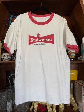 Vintage 80’s Budweiser King of Beers Ringer Tee - Bud Heavy - Men’s Large